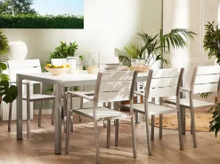 Beliani VERNIO 180 cm 90 cm Metallo Bianco Bianco Argento