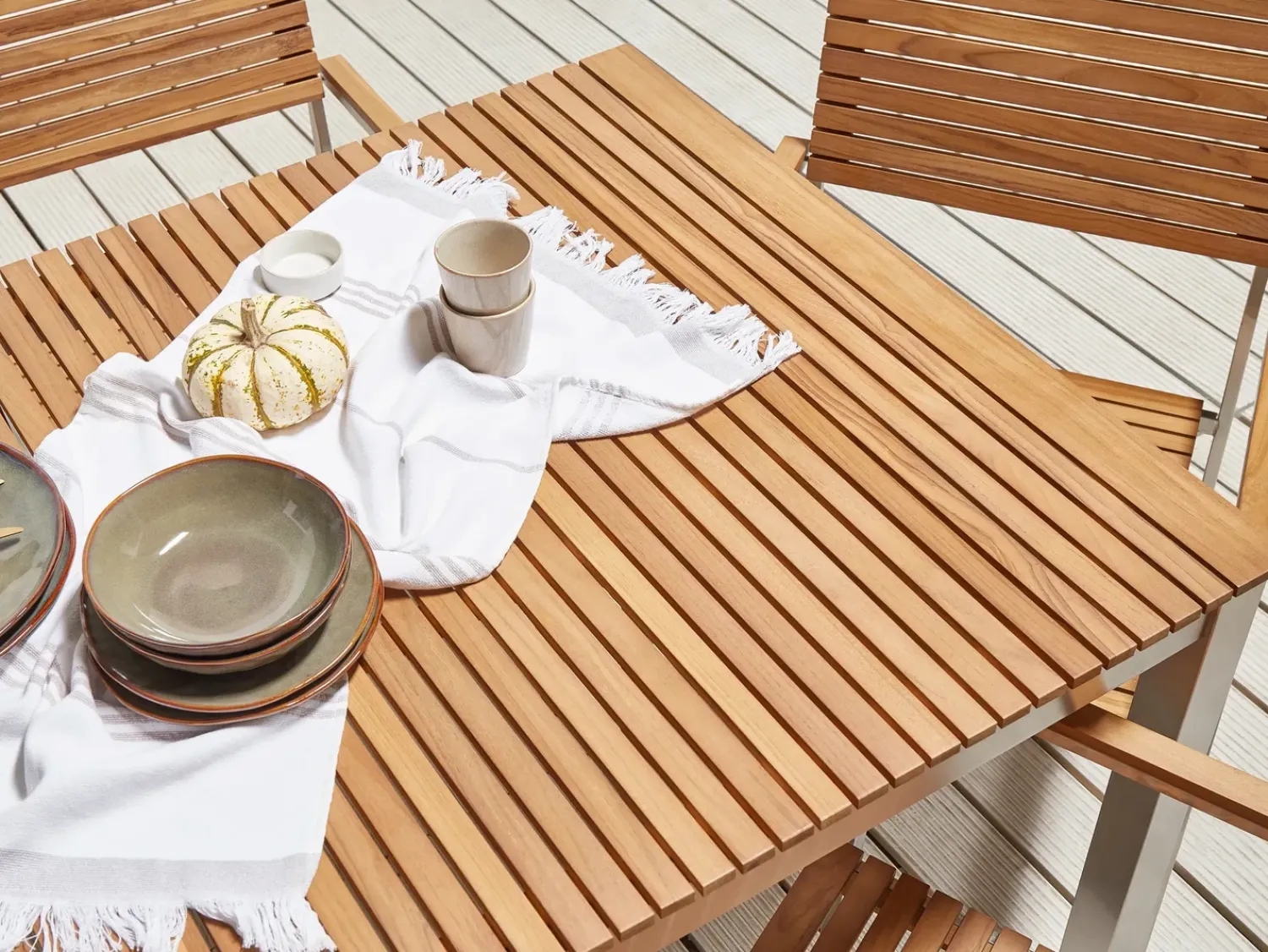 New Beliani VIAREGGIO 200 cm 90 cm Legno di teak certificato Marrone Argento Marrone