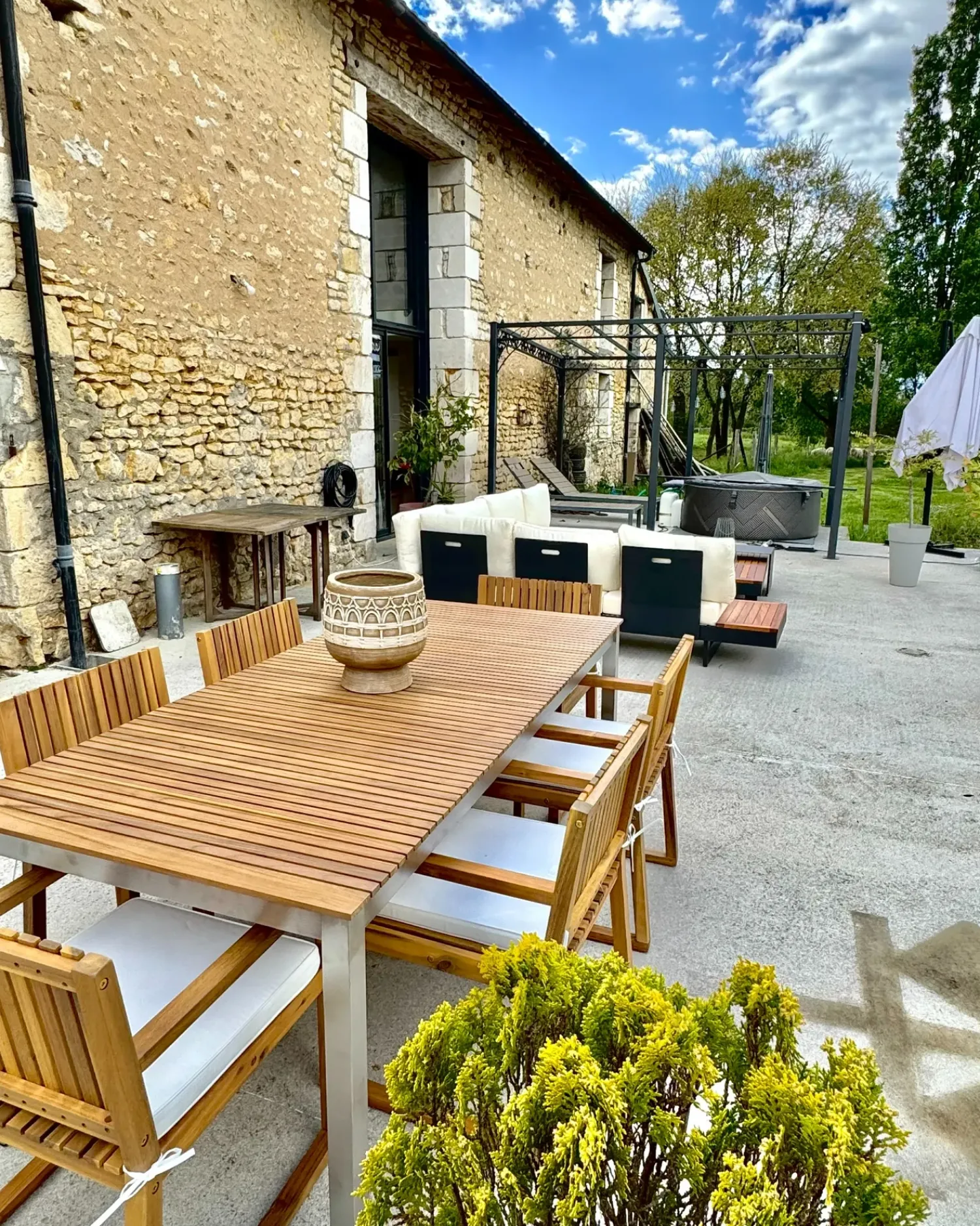 New Beliani VIAREGGIO 200 cm 90 cm Legno di teak certificato Marrone Argento Marrone