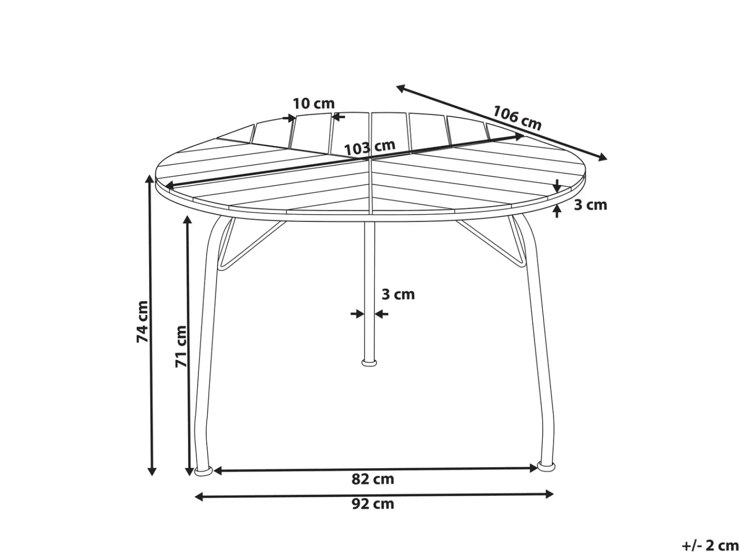 Beliani Tavolo da pranzo da giardino VARENNA 106 cm 103 cm Legno d'acacia Marrone Marrone Nero