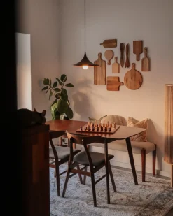 Discount Beliani Tavolo da pranzo estensibile MADOX Noce scuro 90 cm Marrone