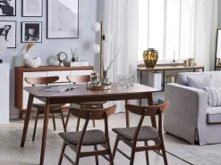 Discount Beliani Tavolo da pranzo estensibile MADOX Noce scuro 90 cm Marrone