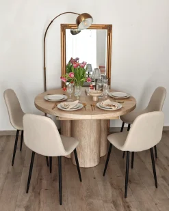 Tavolo da pranzo estensibile MORAINE Effetto travertino 120/160 cm 120 cm
