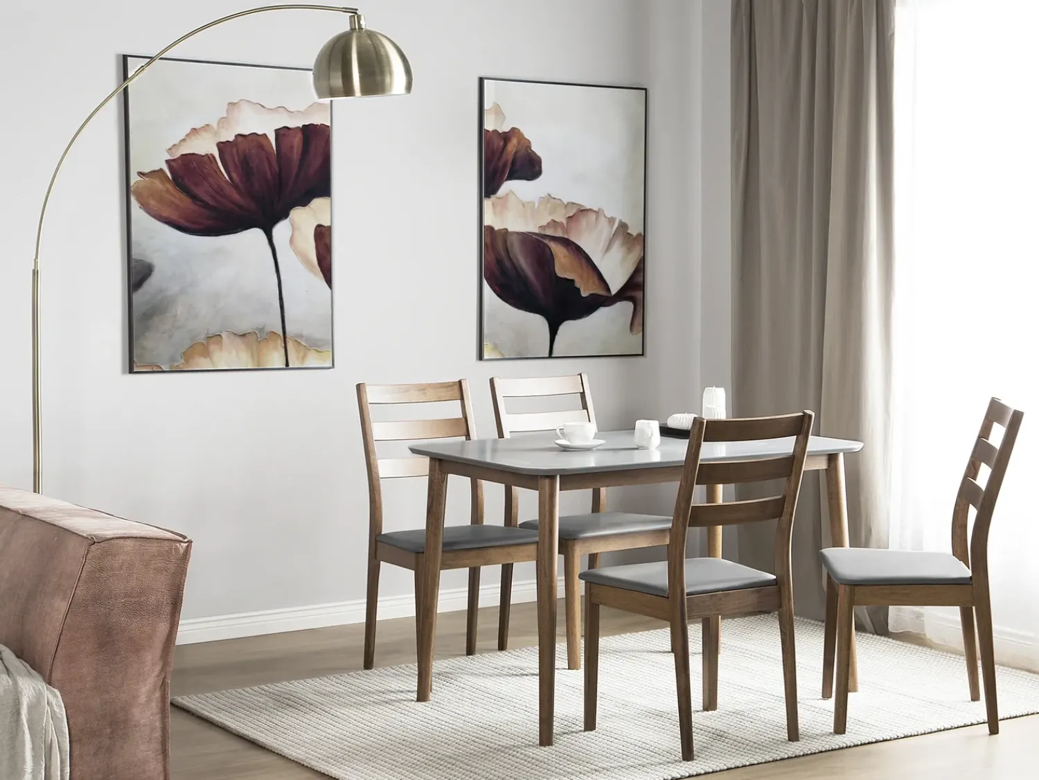 Online Beliani Tavolo da pranzo MODESTO Grigio 120 cm 80 cm Legno Marrone Grigio
