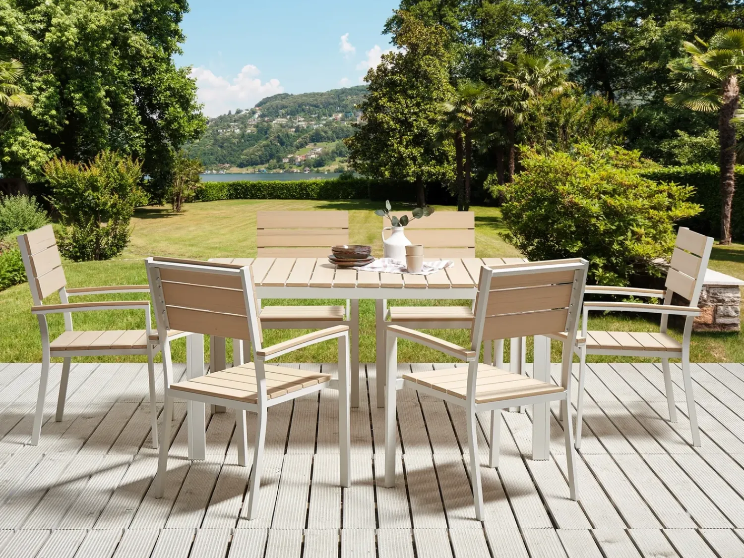 New Beliani COMO 150 cm 90 cm Beige Bianco Beige
