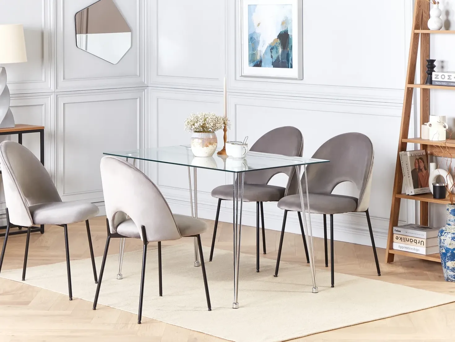 Tavolo da pranzo WINSTON Argento 120 cm 70 cm Vetro temperato