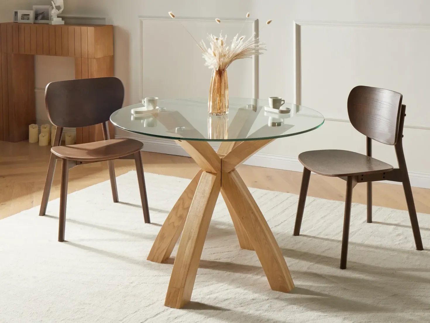 Tavolo da pranzo YAPP Marrone chiaro 100 cm 100 cm Vetro temperato