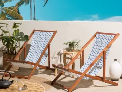 Beliani Teli da sdraio ANZIO/AVELLINO 113 x 44 cm Blu Bianco Blu