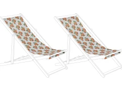 Clearance Beliani Teli da sdraio ANZIO/AVELLINO 113 x 44 cm Arancione Arancione Bianco Verde