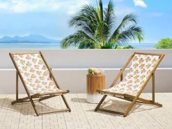 Clearance Beliani Teli da sdraio ANZIO/AVELLINO 113 x 44 cm Arancione Arancione Bianco Verde