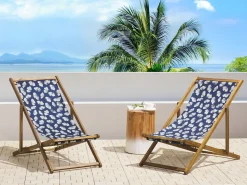 Best Beliani Teli da sdraio ANZIO/AVELLINO 113 x 44 cm Blu marino Beige Blu