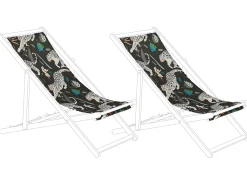 Outlet Beliani Teli da sdraio ANZIO/AVELLINO 113 x 44 cm Nero Arancione Beige Blu Verde Nero