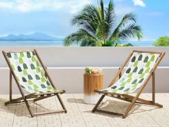 New Beliani Teli da sdraio ANZIO/AVELLINO 113 x 44 cm Verde Bianco Verde