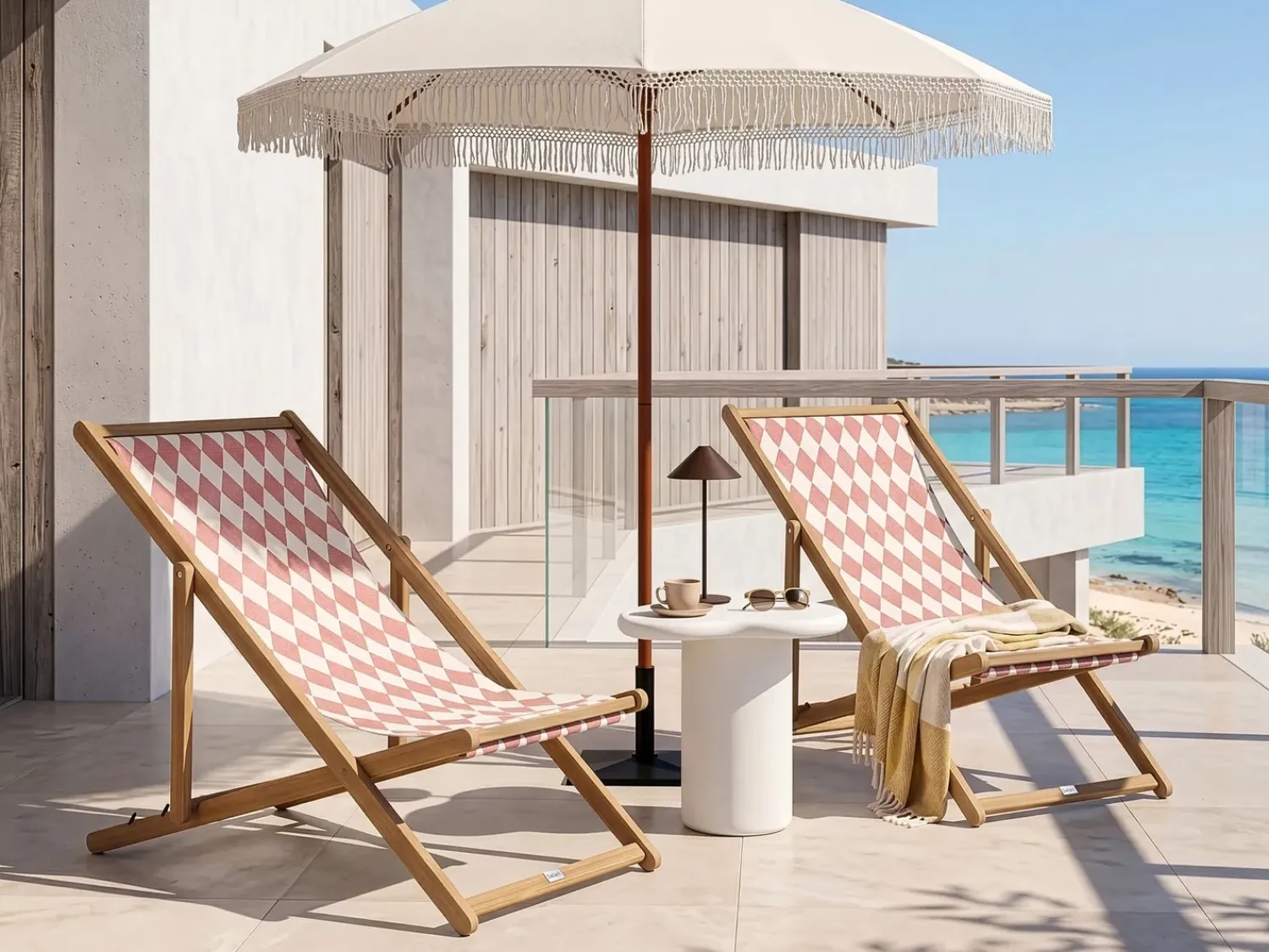Beliani Teli da sdraio ANZIO/AVELLINO 113 x 44 cm chiaro Rosso