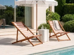 Beliani Teli da sdraio ANZIO/AVELLINO 113 x 44 cm chiaro Rosso