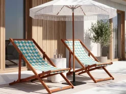 Beliani Teli da sdraio ANZIO/AVELLINO 113 x 44 cm Blu Beige Blu