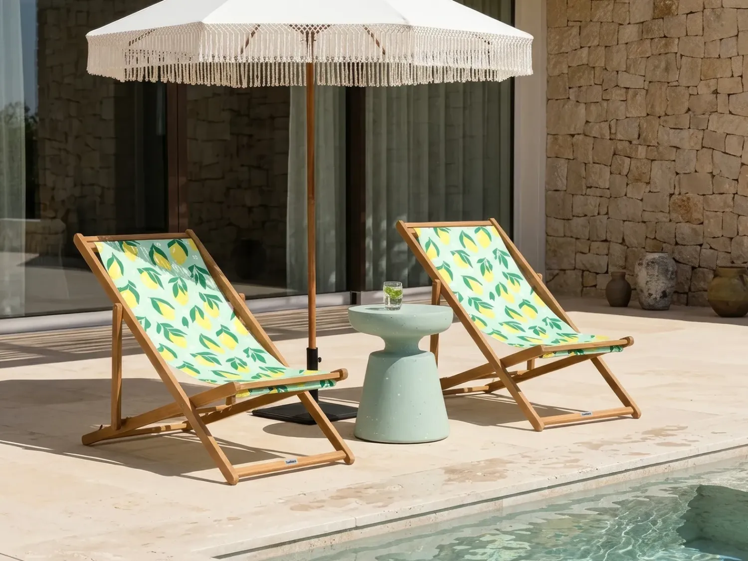 Sale Beliani Teli da sdraio ANZIO/AVELLINO 113 x 44 cm Multicolore Giallo Verde Multicolore