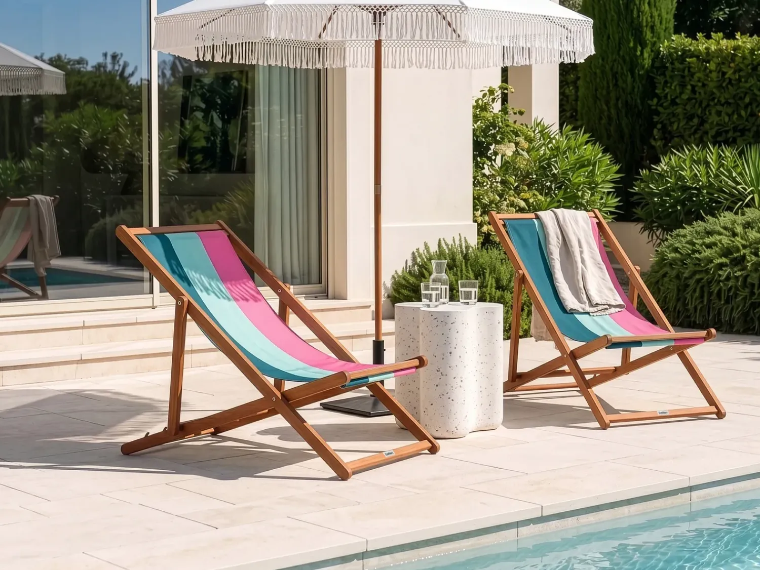 Best Beliani Teli da sdraio ANZIO/AVELLINO 113 x 44 cm Multicolore Rosa Blu Verde Multicolore