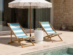Discount Beliani Teli da sdraio ANZIO/AVELLINO 113 x 44 cm Turchese Bianco Blu