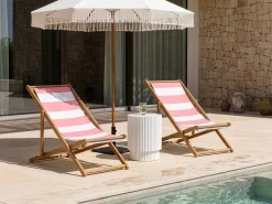 Discount Beliani Teli da sdraio ANZIO/AVELLINO 113 x 44 cm Rosso Bianco Rosso