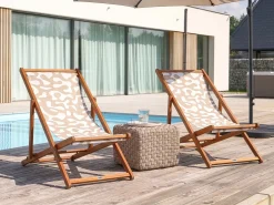 Discount Beliani Teli da sdraio ANZIO/AVELLINO 113 x 44 cm Beige Bianco Beige