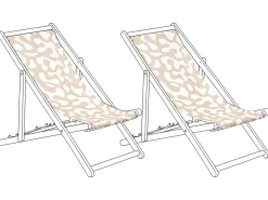 Discount Beliani Teli da sdraio ANZIO/AVELLINO 113 x 44 cm Beige Bianco Beige