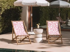 Sale Beliani Teli da sdraio ANZIO/AVELLINO 113 x 44 cm Rosa Bianco Rosa