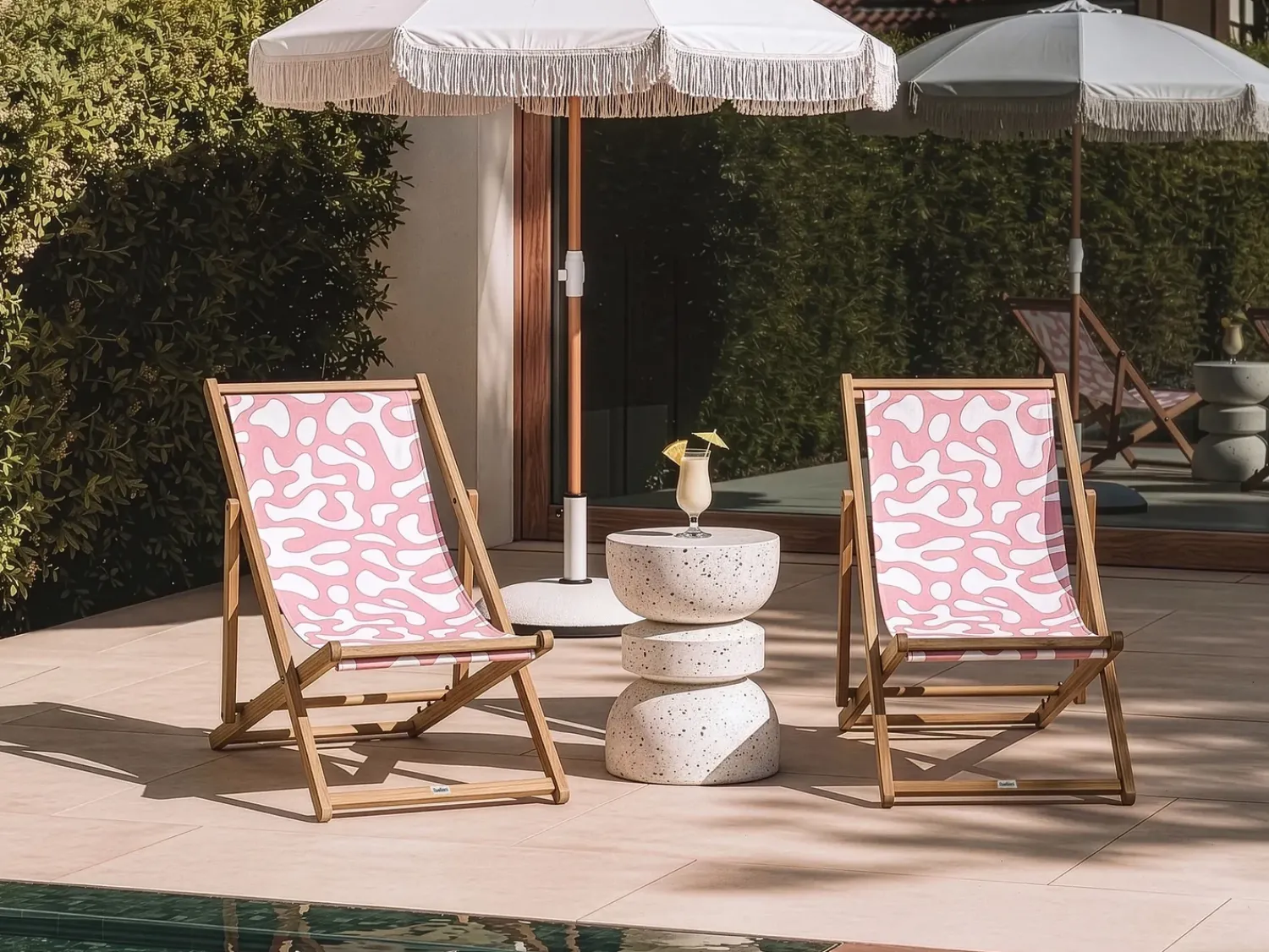 Sale Beliani Teli da sdraio ANZIO/AVELLINO 113 x 44 cm Rosa Bianco Rosa