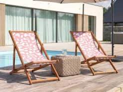 Sale Beliani Teli da sdraio ANZIO/AVELLINO 113 x 44 cm Rosa Bianco Rosa