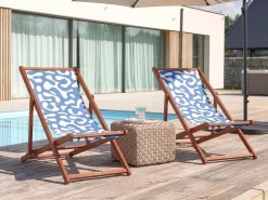 Hot Beliani Teli da sdraio ANZIO/AVELLINO 113 x 44 cm Blu Bianco Blu