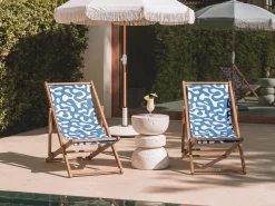 Hot Beliani Teli da sdraio ANZIO/AVELLINO 113 x 44 cm Blu Bianco Blu