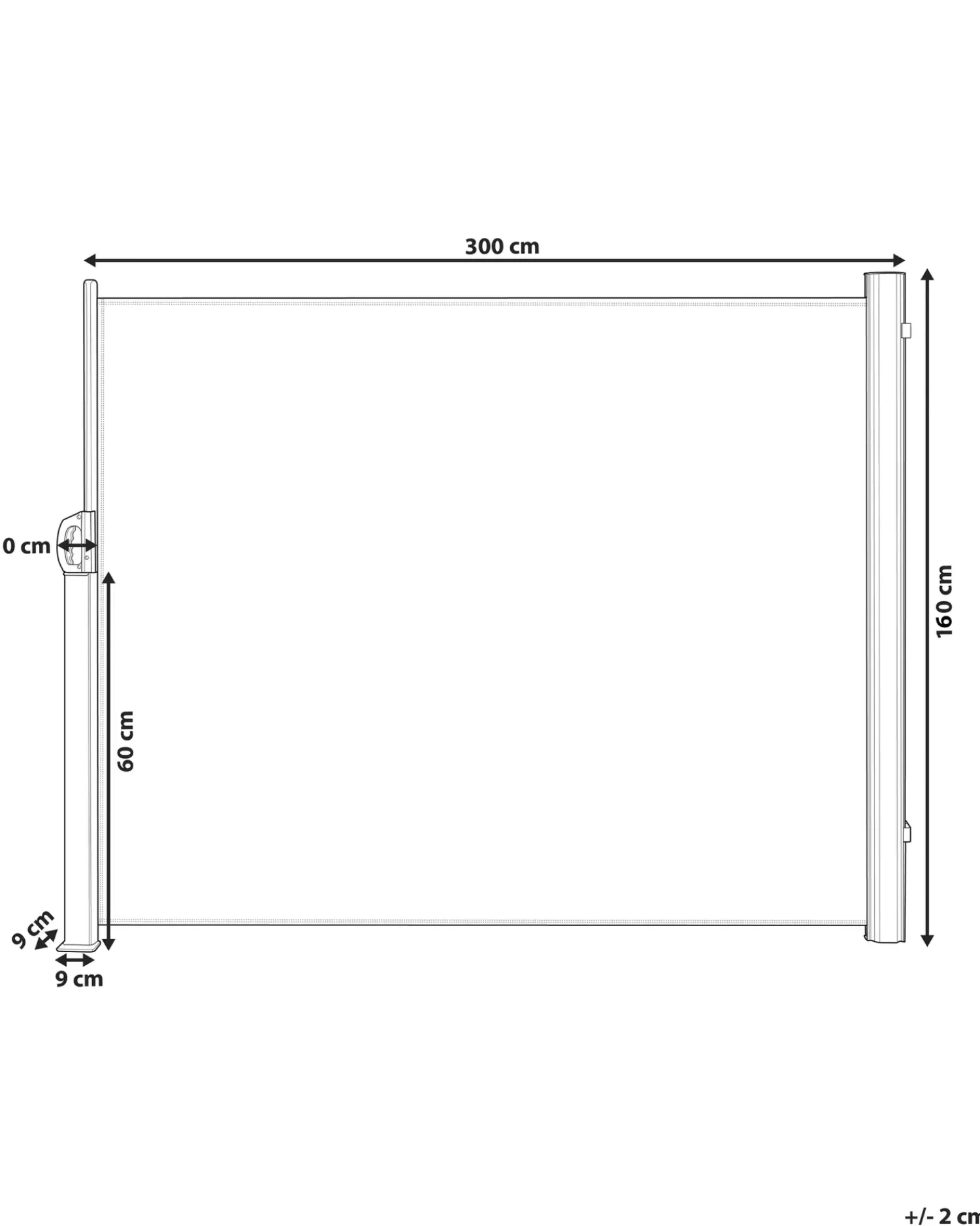 Best Beliani Tendalino laterale DORIO 305 cm 160 cm Grigio chiaro Argento Grigio