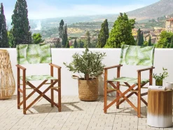 Hot Beliani Tessuto di ricambio per sedie da giardino CINE Verde chiaro Bianco Verde