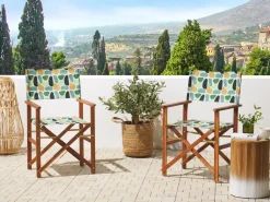 Beliani Tessuto di ricambio per sedie da giardino CINE Multicolore Arancione Bianco Verde Multicolore
