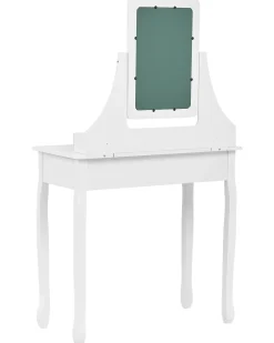 Beliani Toeletta con specchio e sgabello RAYON Bianco Bianco Beige