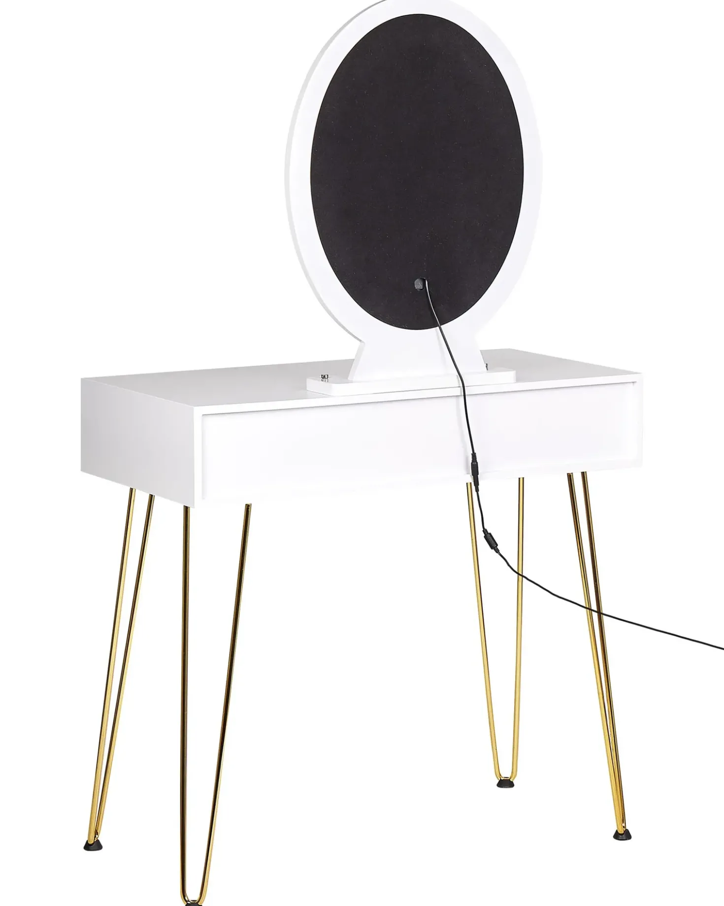 Toeletta con specchio e sgabello CAEN LED Bianco