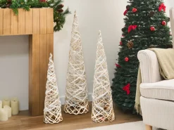 Best Beliani TUELSO Albero di Natale 60/80/100 cm Bianco/Oro Bianco Beige