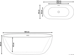 Vasca da bagno freestanding CARRERA 180 x 80 cm Bianco
