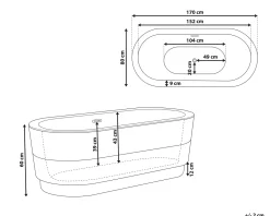 Vasca da bagno freestanding EMPRESA 170 x 80 cm Nero