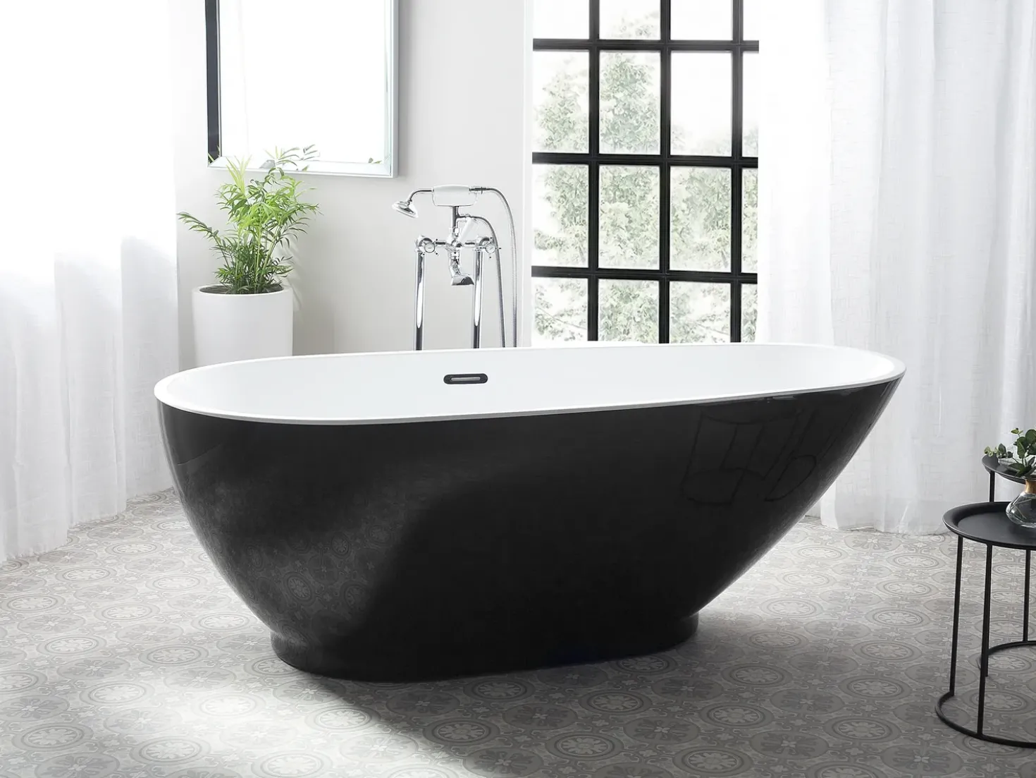 Vasca da bagno freestanding GUIANA 173 x 82 cm Nero/Bianco