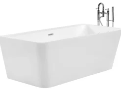 Clearance Beliani Vasca da bagno HASSEL 170 x 80 cm Bianco Bianco Argento
