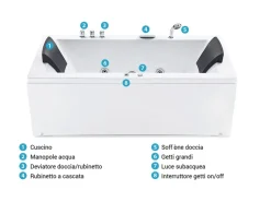 Discount Beliani Vasca idromassaggio angolare con LED VARADERO 183 x 90 cm Bianco Bianco Argento Nero