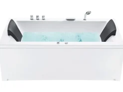 Discount Beliani Vasca idromassaggio angolare con LED VARADERO 183 x 90 cm Bianco Bianco Argento Nero