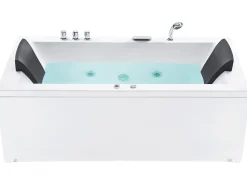 Discount Beliani Vasca idromassaggio angolare con LED VARADERO 183 x 90 cm Bianco Bianco Argento Nero