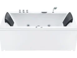 Discount Beliani Vasca idromassaggio angolare con LED VARADERO 183 x 90 cm Bianco Bianco Argento Nero