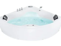Sale Beliani Vasca idromassaggio angolare con LED SENADO 205 x 150 cm Bianco Bianco Argento Nero