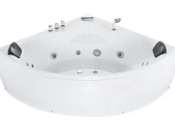 Sale Beliani Vasca idromassaggio angolare con LED SENADO 205 x 150 cm Bianco Bianco Argento Nero
