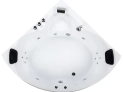 Sale Beliani Vasca idromassaggio angolare con LED SENADO 205 x 150 cm Bianco Bianco Argento Nero