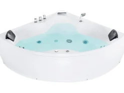 Sale Beliani Vasca idromassaggio angolare con LED SENADO 205 x 150 cm Bianco Bianco Argento Nero