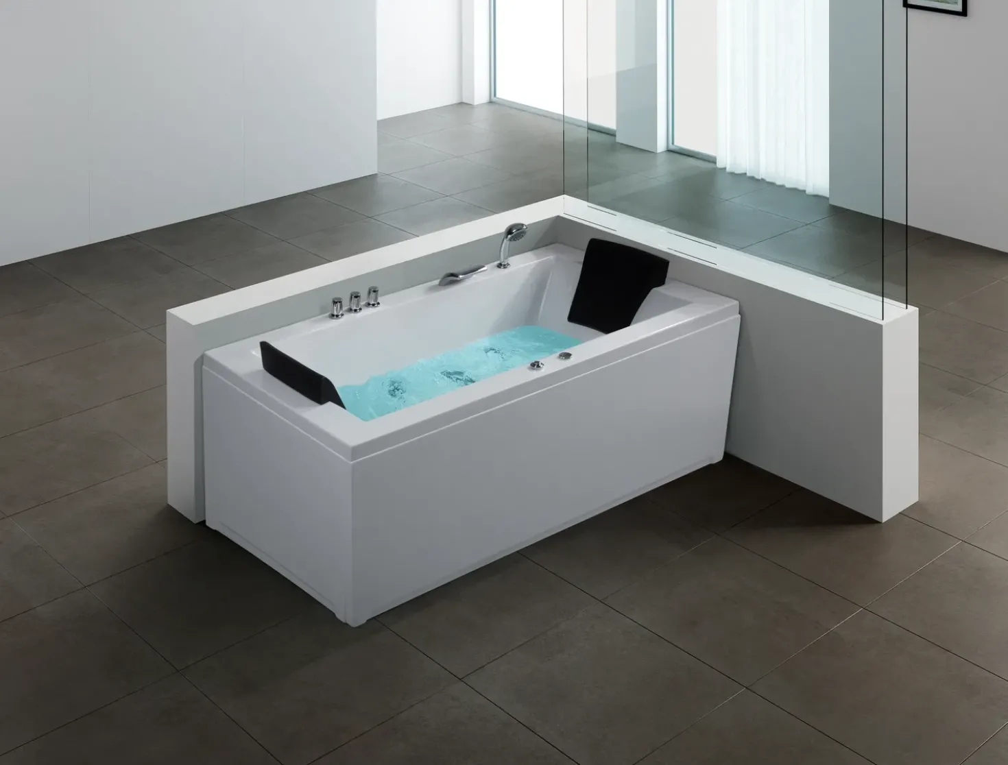 Vasca idromassaggio angolare con LED VARADERO Lato Sinistro 183 x 90 cm Bianco